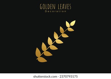 vector elegant of golden leaves editable on dark black background