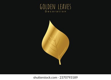 vector elegant of golden leaves editable on dark black background