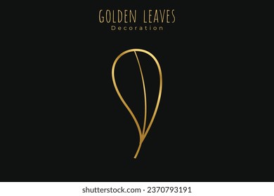 vector elegant of golden leaves editable on dark black background