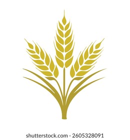 Vector Elegant Graphic Illustration of Wheat Stalks with Organic Shapes and Gradient Shading on a White Background