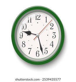 Vector elegant green oval wall clock isolated