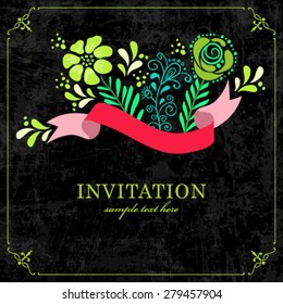 Vector elegant greeting card with floral decorated. Perfect as invitation or announcement.