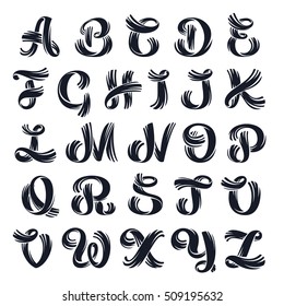 Vector elegant hand drawn alphabet. Script lettering. Typography for your logo, posters, invitations, cards. 
