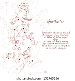 Vector elegant hand drawn floral invitation wedding or gift card.