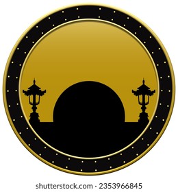 Vector elegant logo element ornament with mosque silhouette  - arabic