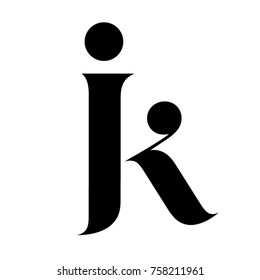 Vector elegant logo of letters j and k combined into a single typographic form