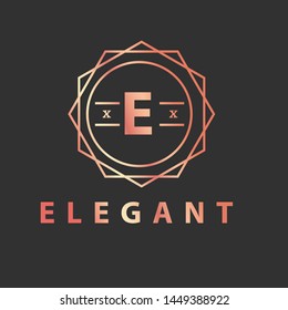 Vector of elegant logo with rose gold gradient
