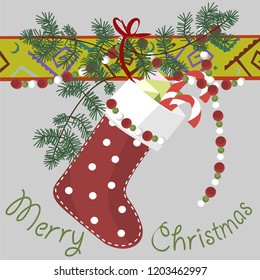 Vector elegant Merry Christmas Card. A hand-drawn image for insertion into a document, a website, a presentation, for desktop and just for the soul.