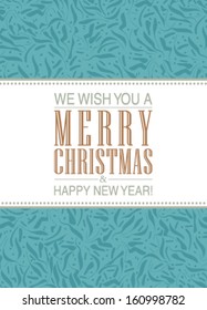 Vector elegant Merry Christmas and Happy New Year  invitation card with floral ornament background. Perfect as invitation or announcement.