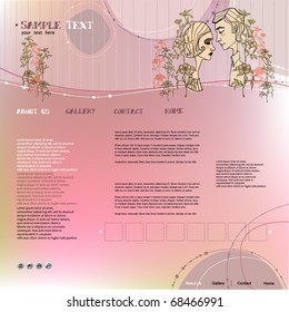 vector elegant modern website template with floral elements and romantic couple