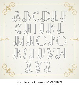Vector elegant mono line decorative font for your design.