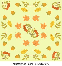 Vector elegant orange yellow autumn seamless background.