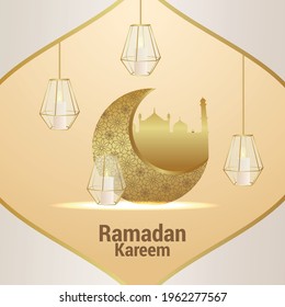 Vector elegant ornament of ramadan kareem islamic festival invitation greeting card with creative background