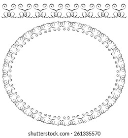 Vector elegant oval frame on white background