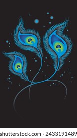 Vector of elegant peacock feathers. Vector. Peacock feather is an auspicious symbol in Hinduism.