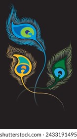 Vector of elegant peacock feathers. Vector. Peacock feather is an auspicious symbol in Hinduism.