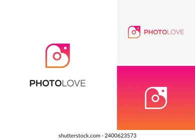 Vector elegant photo cloud logo, photo love logo, camera logo design template
