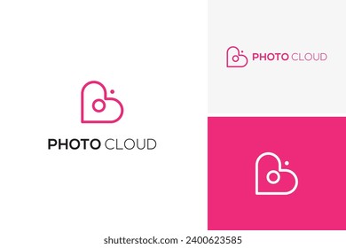 Vector elegant photo love logo, camera logo design template