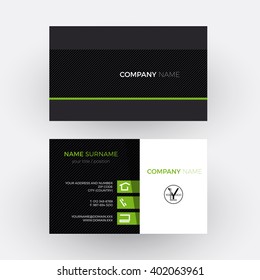 Vector elegant and professional business card, green and black