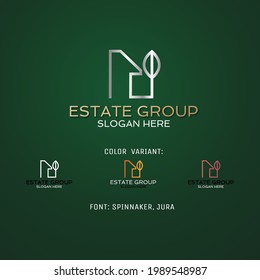 vector elegant property company logo with a choice of gold and silver effects suitable for company logos, elegant estate logos, elegant apartment logos