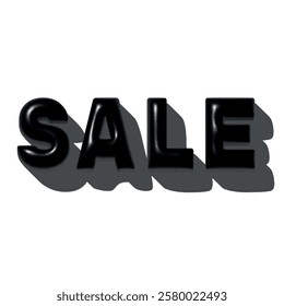 Vector elegant Sale text in black leather with a 3D effect on a white background. Fashionable, premium design for stylish projects. Black and white ornament. Minimalism