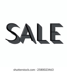 Vector elegant Sale text in black leather with a 3D effect on a white background. Fashionable, premium design for stylish projects. Black and white ornament. Minimalism