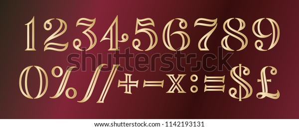 Vector\
elegant shiny gold custom numbers and\
symbols
