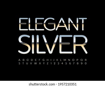 Conjunto de alfabetos Vector Elegant Silver. Fuente metálica brillante. Letras y números de estilo premium