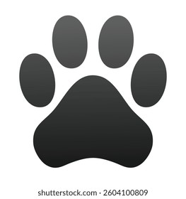 Vector Elegant and Simple Paw Print Symbol with Rounded Edges and Dark Gray Tones for Branding and Digital Artwork