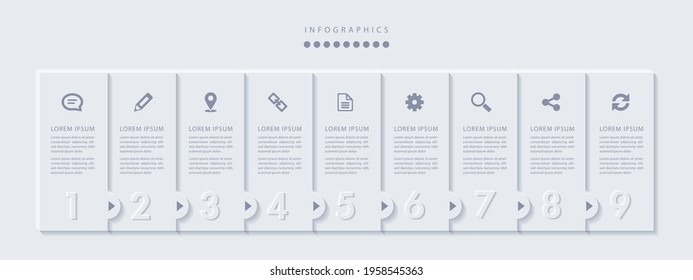 Vector elegant simple refined style infographic design UI template 9 number labels and icons
