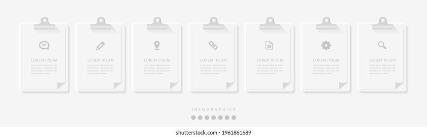 Vector elegant simple refined style infographic design UI template clipboard paper template labels and icons