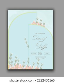 vector elegant and simple wedding invitations with watercolor elements