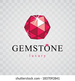 Gema chispeante vectorial elegante. Emblema del signo de la piedra de gema faceteado, ilustración. 