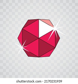Vector elegant sparkling gem. Glossy diamond icon, symbol. Faceted gemstone illustration. 