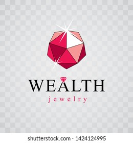 Vector elegant sparkling gem. Luxury diamond sign emblem, logotype. Brilliant jewelry illustration.