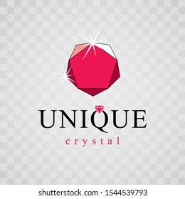 Vector elegant sparkling gem. Luxury diamond sign emblem, logotype. Brilliant jewelry illustration.