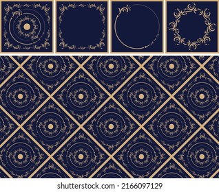 [Vector] The elegant style repeated pattern design and labels or frames