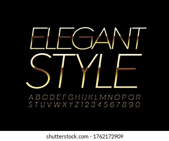 Vector Elegante Tipo De Letra Elegante. Letras y números de los alfabetos dorados de lujo 