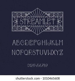 Vector elegant vintage alphabet letters set. Exclusive custom letters and a graceful frame in art deco style.