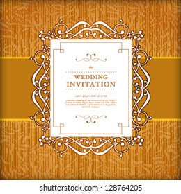 Vector elegant vintage royal background, victorian gold ornament, wedding card, ornate cover page, antique label, pattern template for design.
