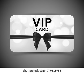 Vector elegant vip card with black ribbon bow