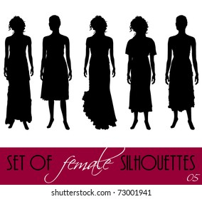 vector elegant women silhouettes
