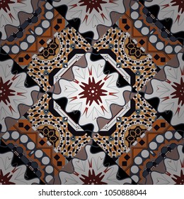 Vector element, arabesque for design template. Turquoise floral art. Ornate decor for invitation, greeting card. Seamless pattern luxury ornament, eastern style in orange, white and black colors.