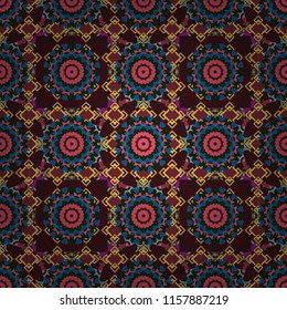 Vector element, arabesque for design template. Luxury seamless pattern ornament in Eastern style. Abstract floral illustration in brown, gray and beige colors.