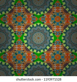 Vector element, arabesque for design template. Turquoise floral art. Ornate decor for invitation, greeting card. Seamless pattern luxury ornament, eastern style in white, blue and gray colors.
