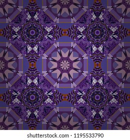 Vector element, arabesque for design template. Luxury seamless pattern ornament in Eastern style. Abstract floral illustration in purple, brown and violet colors.
