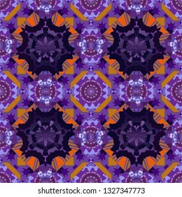 Vector element, arabesque for design template. Luxury seamless pattern ornament in Eastern style. Abstract floral illustration in violet, black and purple colors.