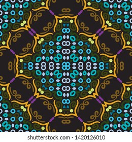 Vector element, arabesque for design template. Luxury ornament in Eastern style. Turquoise floral illustration. Ornate decor for invitation, greeting card, wallpaper, background, web page.