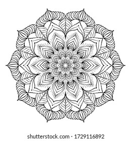 Vector element, arabesque for design template. Luxurious ornament in oriental style. Black-white illustration. Decor for invitations, cards, wallpapers, background, web pages. Coloring book