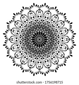 Vector element, arabesque for design template. Luxurious ornament in oriental style. Black-white illustration. Decor for invitations, cards, wallpapers, background, web pages. Coloring book